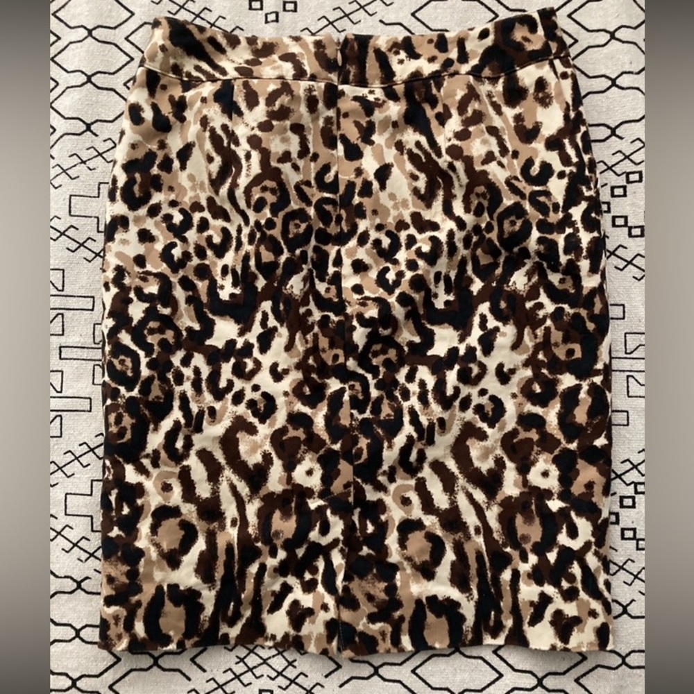 Leopard animal print stretch straight pencil skirt Womens 8 Office Siren Mob New - Picture 2 of 6